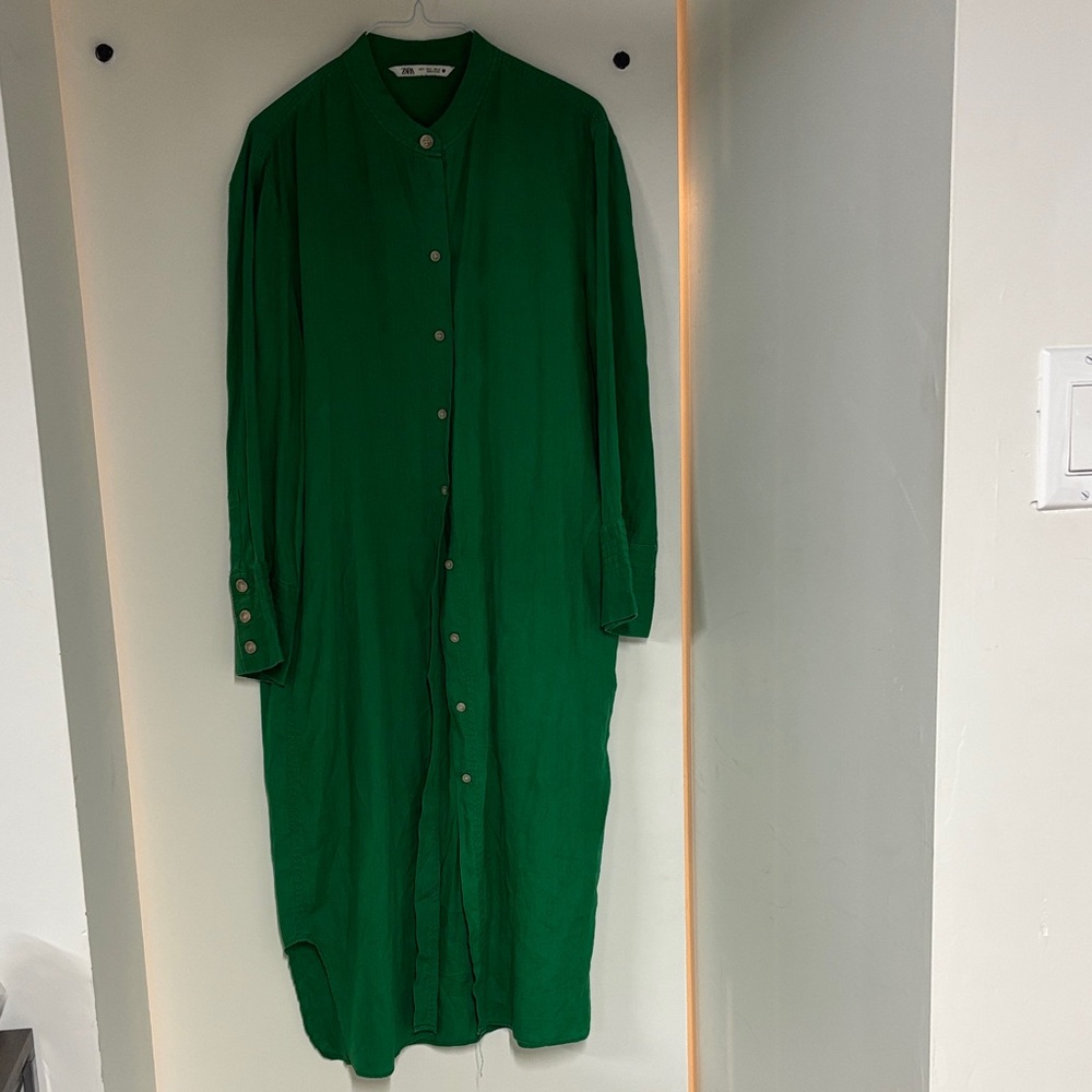 Zara Vibrant Green Long Sleeve Dress